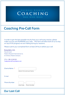 Pre-Call Form for Coach Freddy Behin